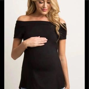 Pinkblush maternity black off shoulder top